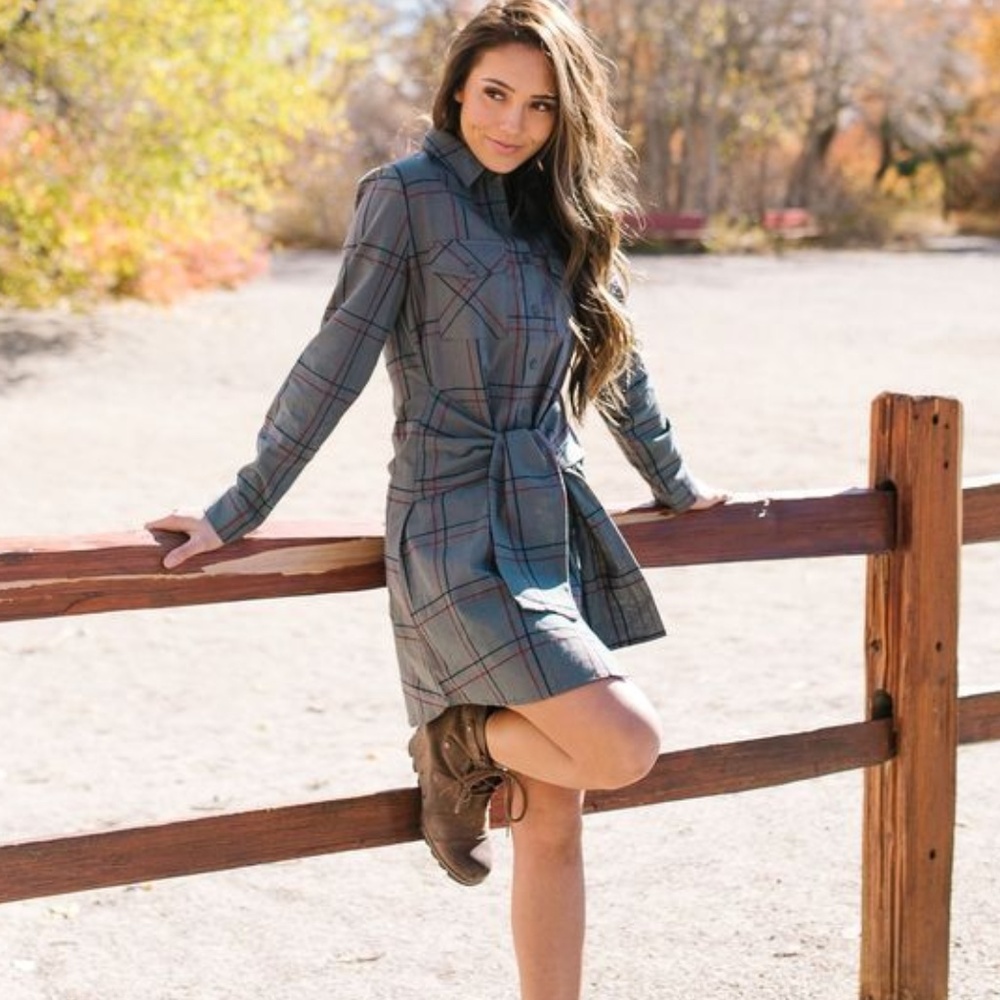 All Buttoned Up Plaid Shirt Dress